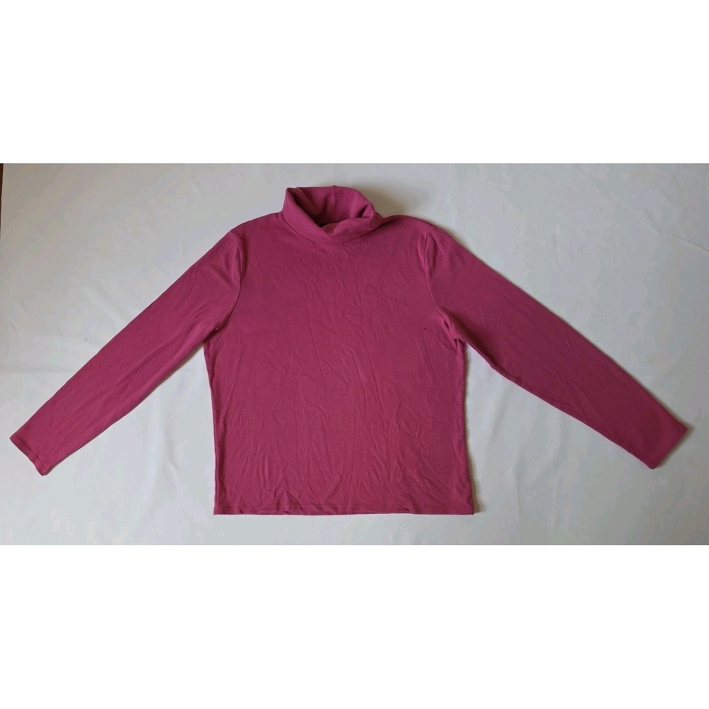 Vintage Lauren Ralph Lauren Women's Long-Sleeve Mock-Neck Top Fuchsia — Size: XL
